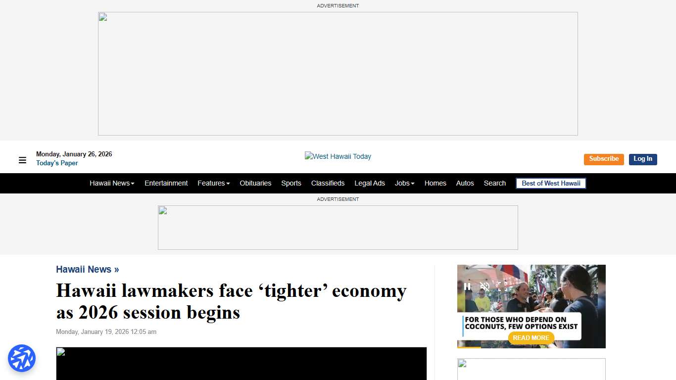 Hawaii lawmakers face ‘tighter’ economy as 2026 session begins - West Hawaii Today