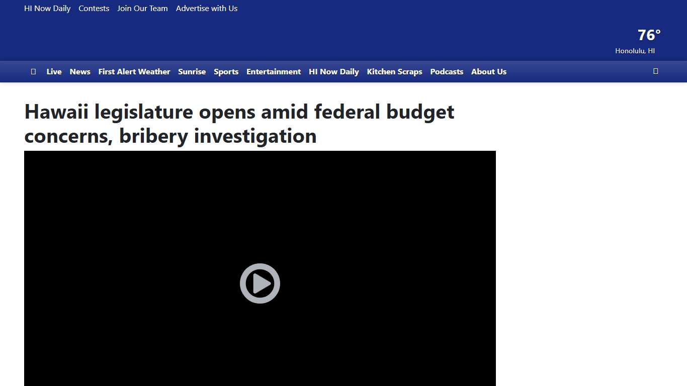 Hawaii legislature opens amid federal budget concerns, bribery investigation